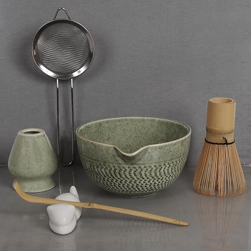 Miniatura 2 de Juego de batidor de matcha, juego de 8 piezas de matcha japonés, juego de matcha de ceremonia con tamiz de matcha, cuenco de matcha, soporte para