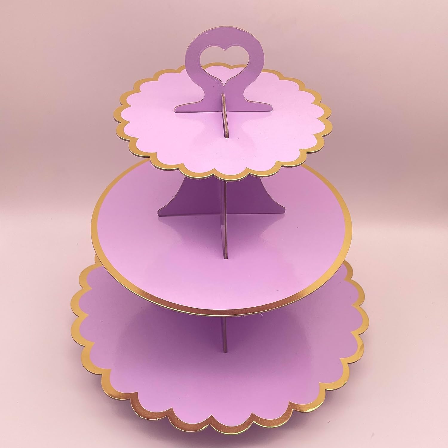 Pack of 2 Cupcake Stands for 24 Cupcakes 3-Tier Foil Edges Cake Stand Cardboard, Perfect for Wedding, Birthday Party, Baby Shower and Graduation Party