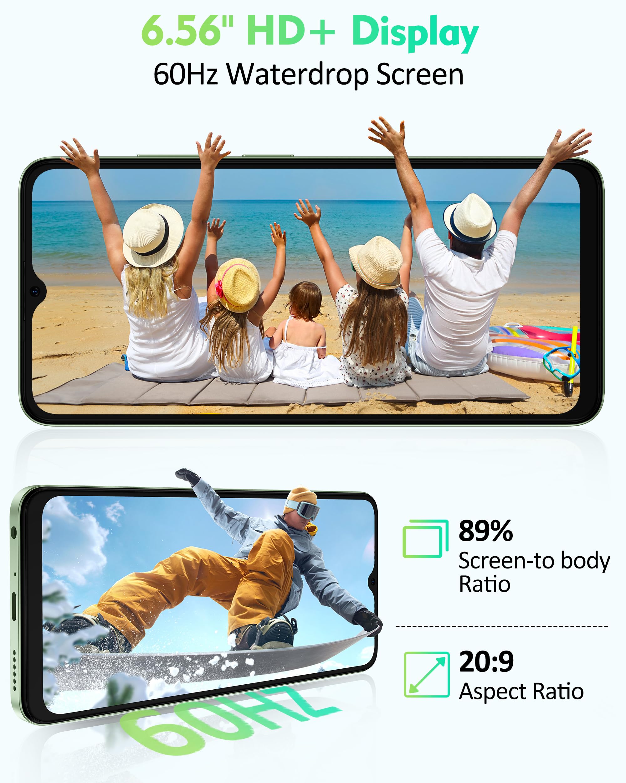 Ulefone Note 19 Cellulare, 6GB RAM+64GB ROM/SD-512GB Android 14 Cellulari, 6.56" HD+, Fotocamera 8MP+5MP Smartphone 5000mAh Batteria, Octa Core 3 Slot Per Carte 4G Dual SIM/Face ID/GPS/OTG/FM Nero