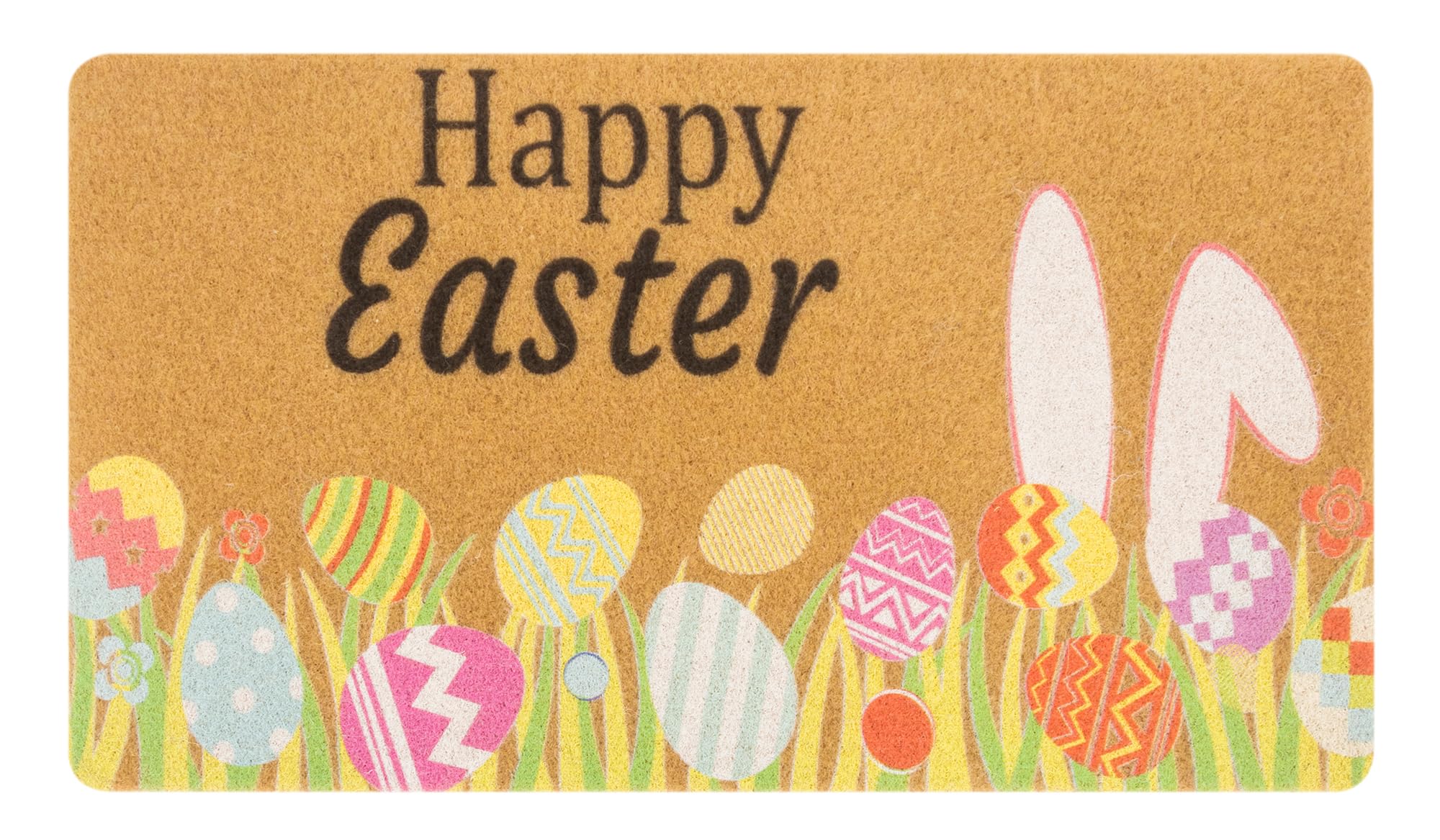 XuoAz Easter-Decorative-Welcome-Doormat Outdoor-Entrance Easter Bunny Door Mat Non Slip Coir Front Door Mats for Spring Home Decor 17" x 29"