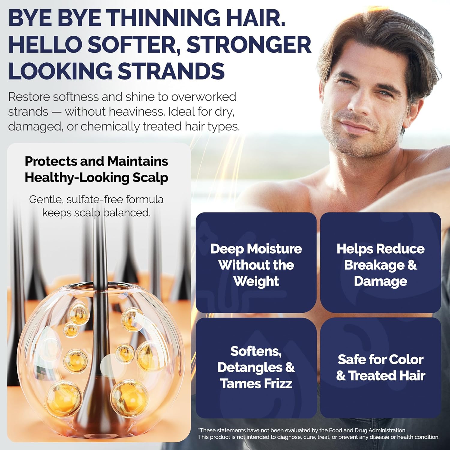 Anti-Thinning Peptide Conditioner – Sulfate Free Hydrating & Thickening Hair Conditioner with Biotin, Caffeine & Saw Palmetto for Women & Men, Safe for Color-Treated & All Hair Types, 16 fl.oz - Image 3