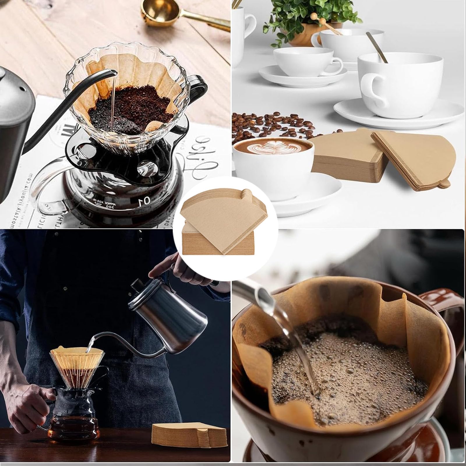 150 PCS Coffee Filter Papers,Used for Pouring and drip Coffee Machines,Compatible with 02 Filter Paper Compatible with Dripper Coffee Makers - Image 4