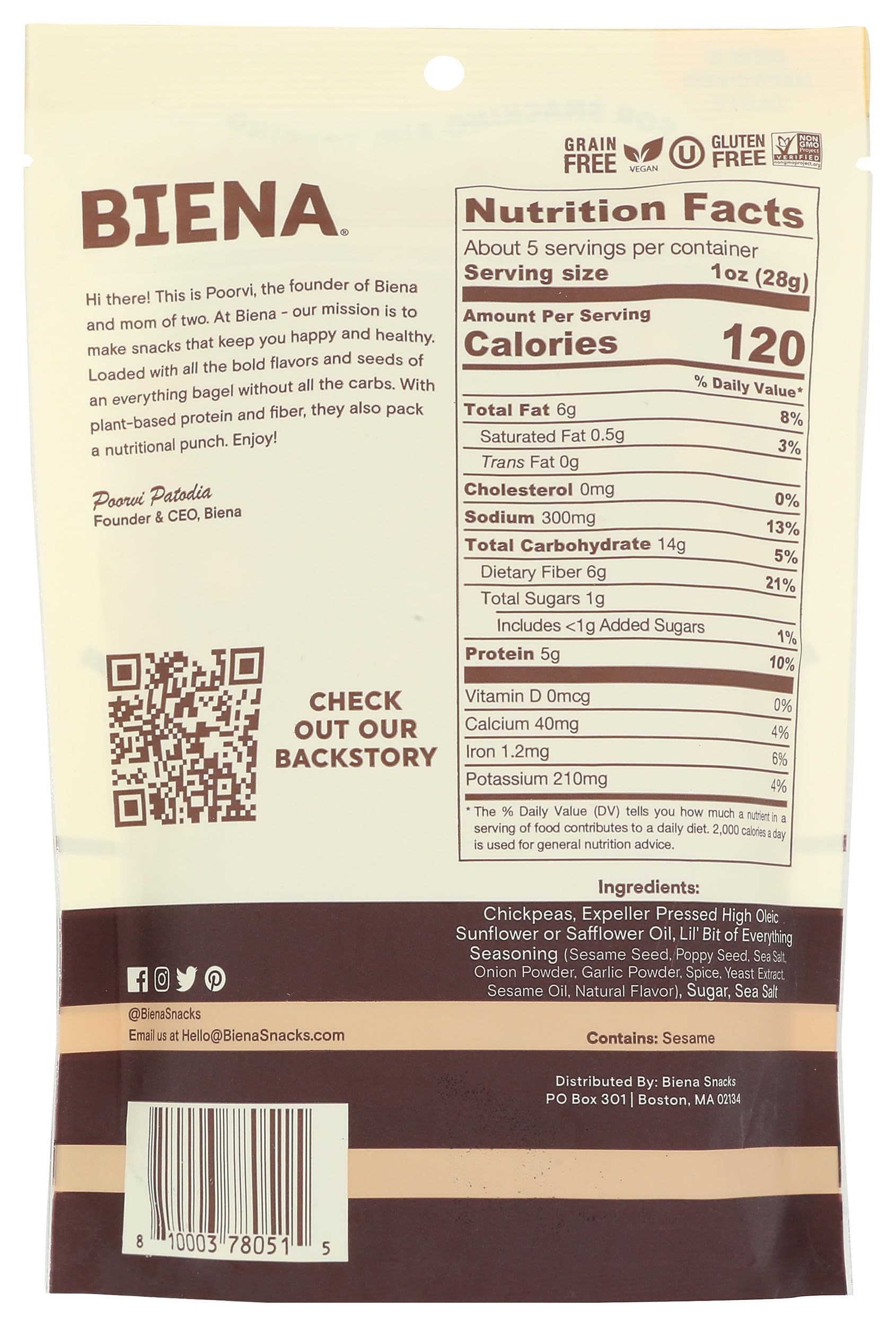 Biena Chickpea Lil Bit Evrythin 5 OZ thumbnail 2