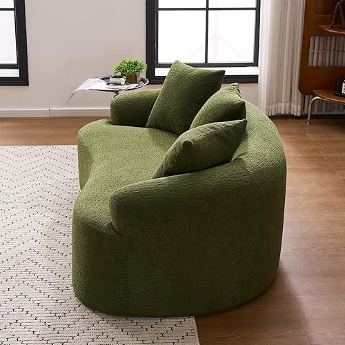 Miniatura 7 de Sofá modular curvo de 65 pulgadas para sala de estar, moderno sofá modular de felpilla de felpa con asiento profundo comprimido sin hueso con 3