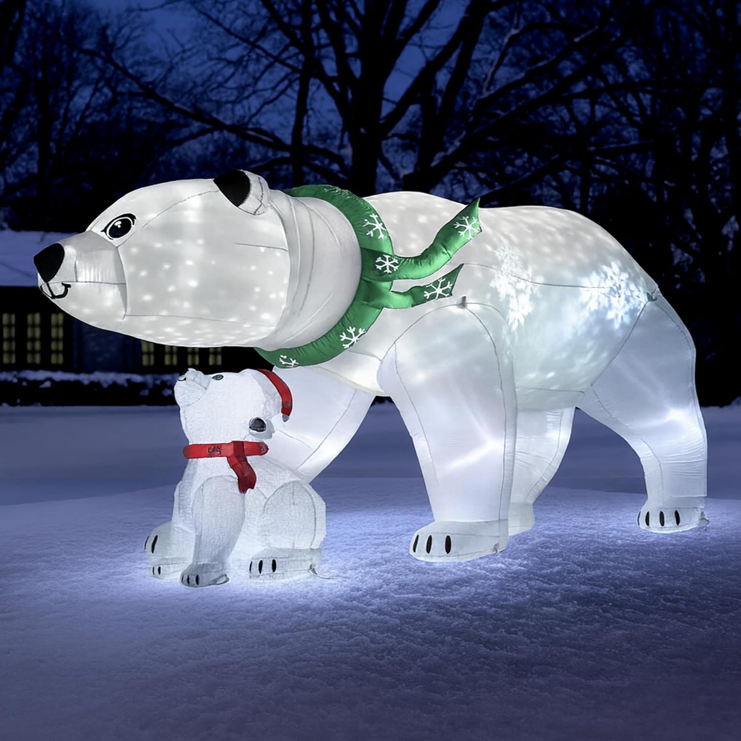16-Foot Inflatable Polar Bear Mother and Cub with Moving Head and Lightshow - Image 3
