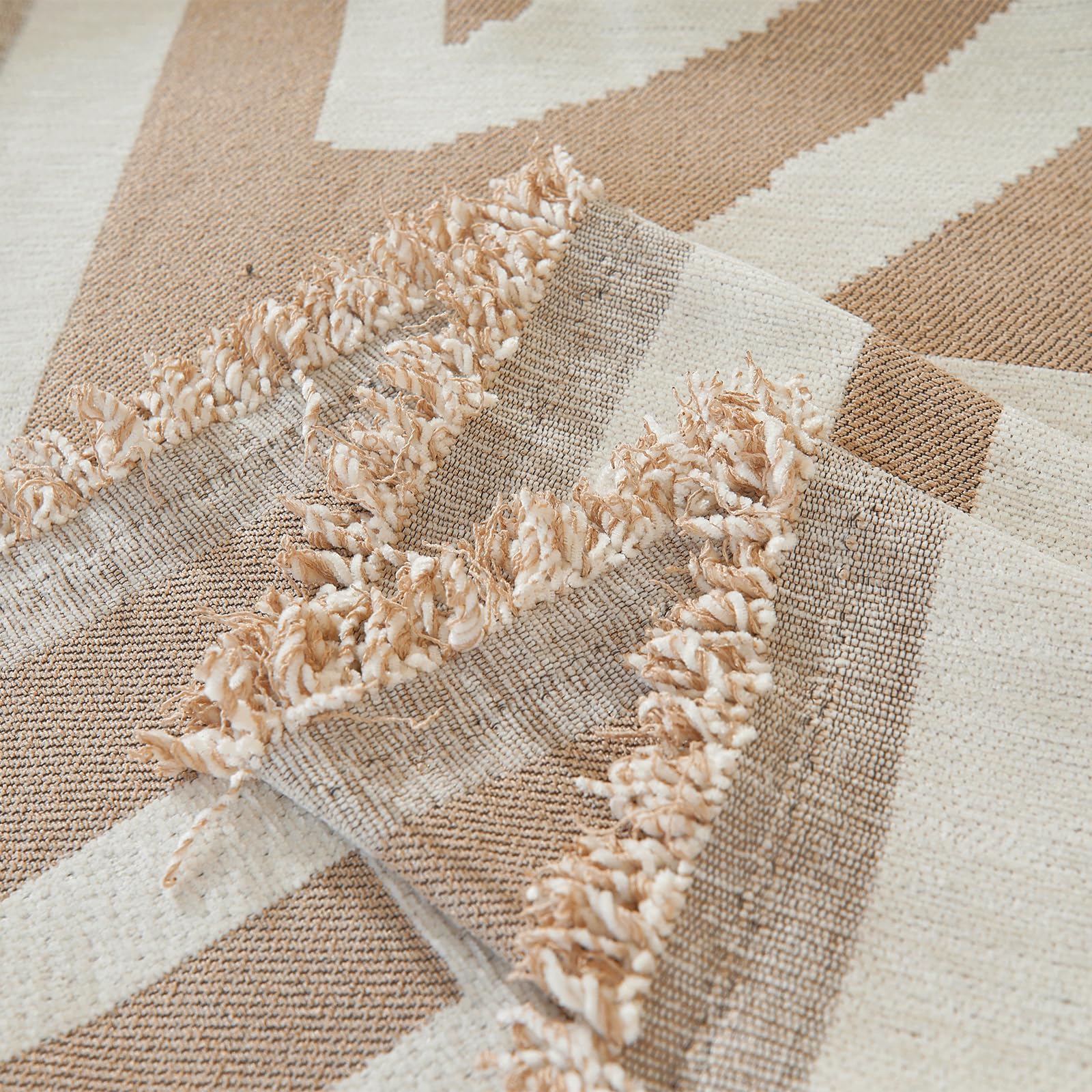 Royhom Housse de Canapé d'angle, Housse Canapé, Couvre Canape Chenille, Protege Canape Angle avec Glands Décoratifs, Anti-Rides(Boho Kaki, 230x380 cm)