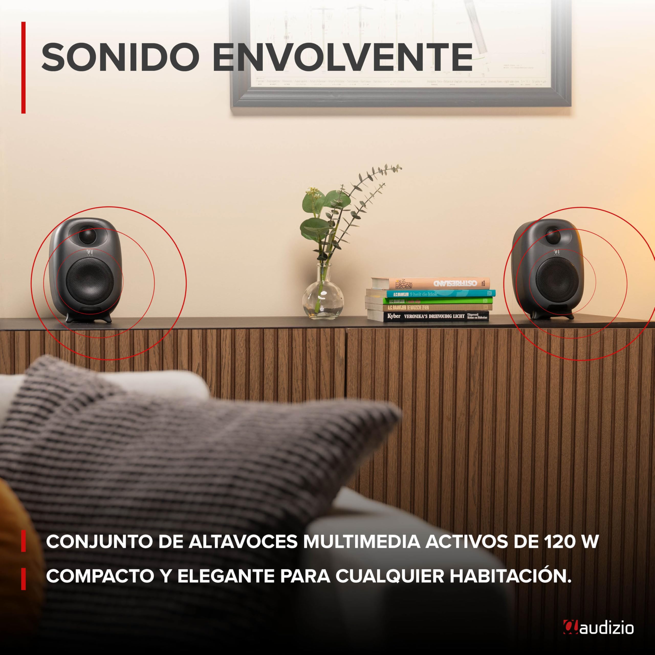 Audizio RS60 – Altavoces de PC/Estudio Activos 120W con Bluetooth, Entrada óptica, USB, AUX y RCA, woofer 3” y Tweeter 1”, Ideal para Altavoces Ordenador sobremesa Gaming y monitores de Estudio
