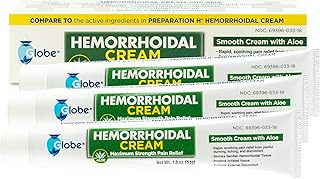 Globe Hemorrhoid Symptom Treatment Cream, Pain Relief with Aloe, (1.8 Ounce Tube) Relief from Hemorrhoids, Piles, Itching,...