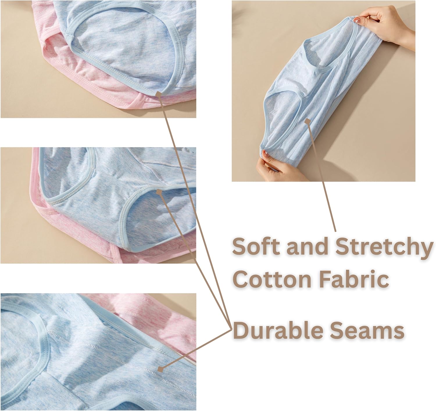 X Element | Maternity Underwear Cotton Postpartum Panties V-Front Under the Bump 5/Pk Multi Color - Image 4