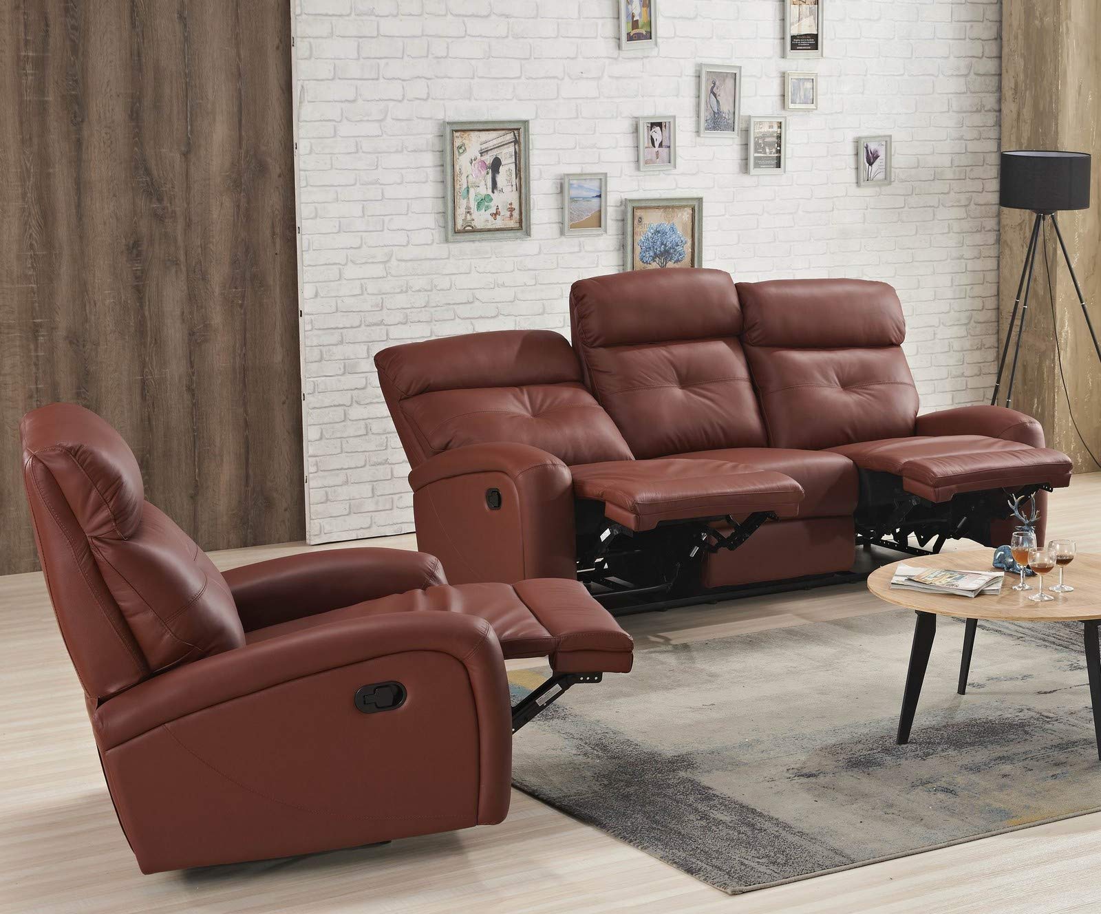 Voll-Leder Sofagarnitur Fernsehsofas Relaxsofas 5130-3+1-206