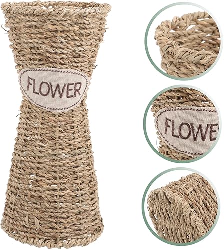 Miniatura 4 de 1 jarrón de mimbre de ratán marrón para almacenamiento, decoración y contenedor de plantas