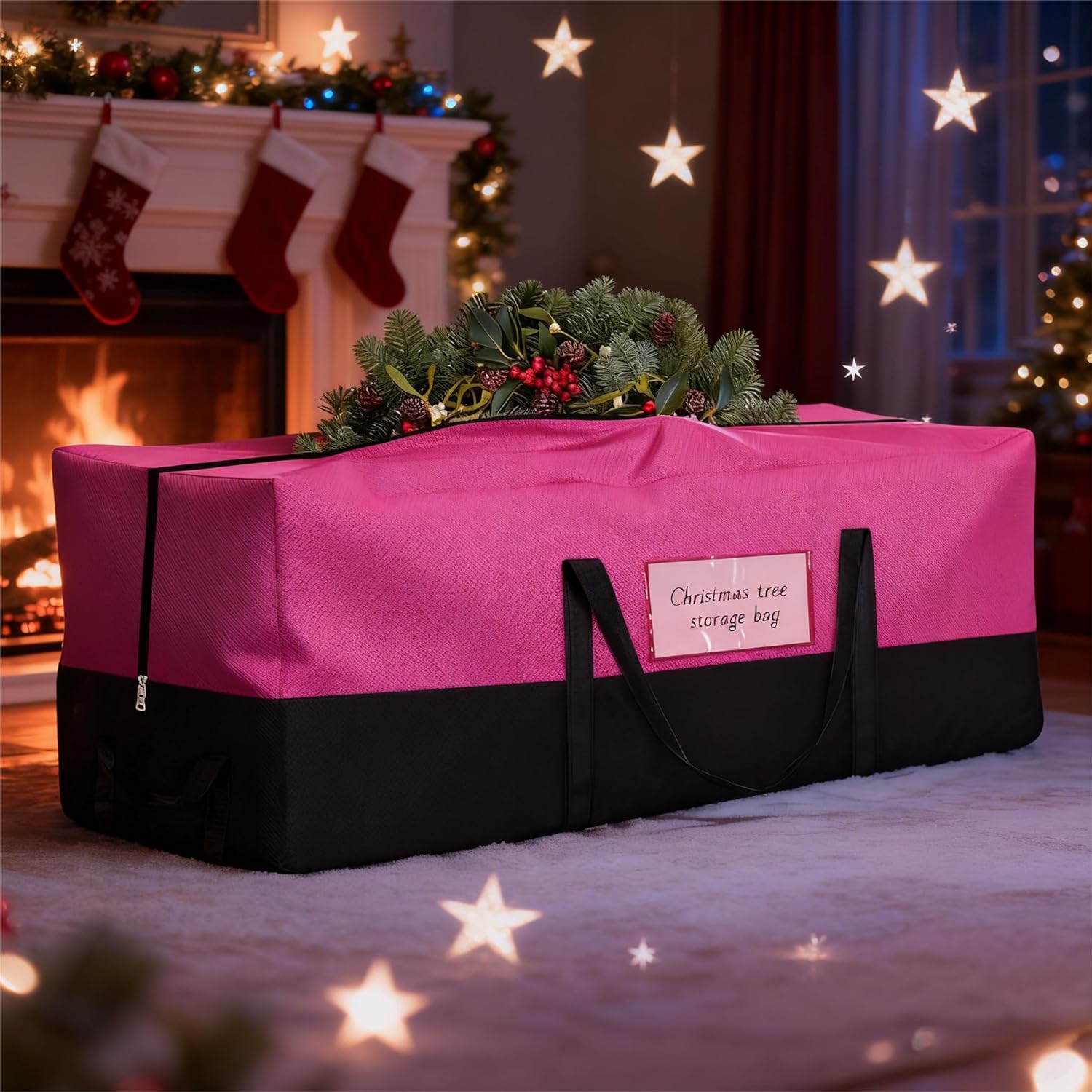 Christmas Tree Storage Bag, Fits Up 10 Ft Tall Artificial Trees, Heavy-Duty 600D Oxford Tree Bag with Reinforced Handles Zipper Clear Pocket, Storage Bags for Moving Items, Clothing, Outdoor, Bedding