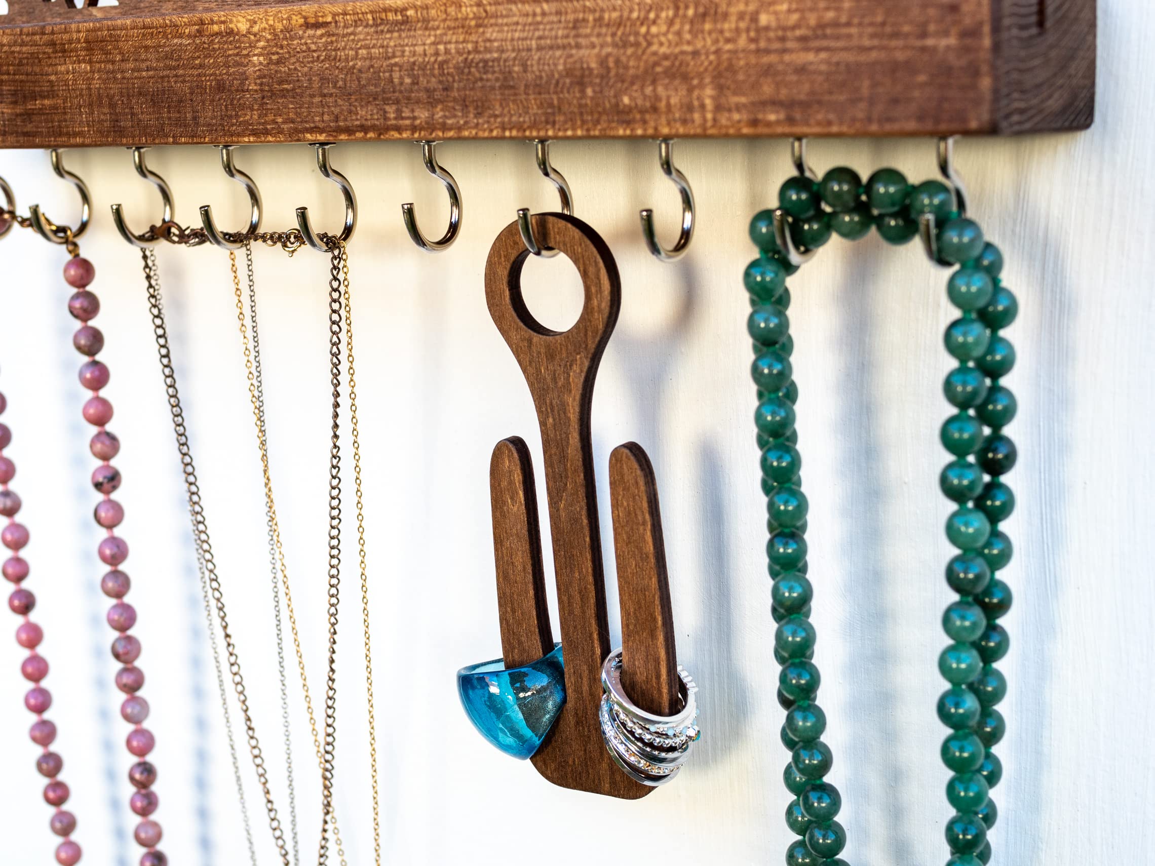 Schmuckaufbewahrung aus Holz für Ohrringe Ringe Ketten Armbänder und Ohrstecker - Handgemacht in Deutschland - Schmuckdisplay zum Anhängen - einfache Wandmontage