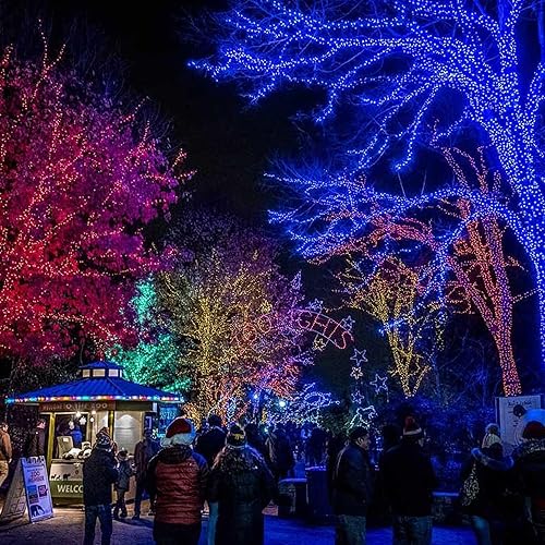 Miniatura 10 de Funpeny 240 luces LED de Navidad de 85 pies, impermeable, extensible, alambre verde, cadena de luces enchufables, 8 modos de iluminación para