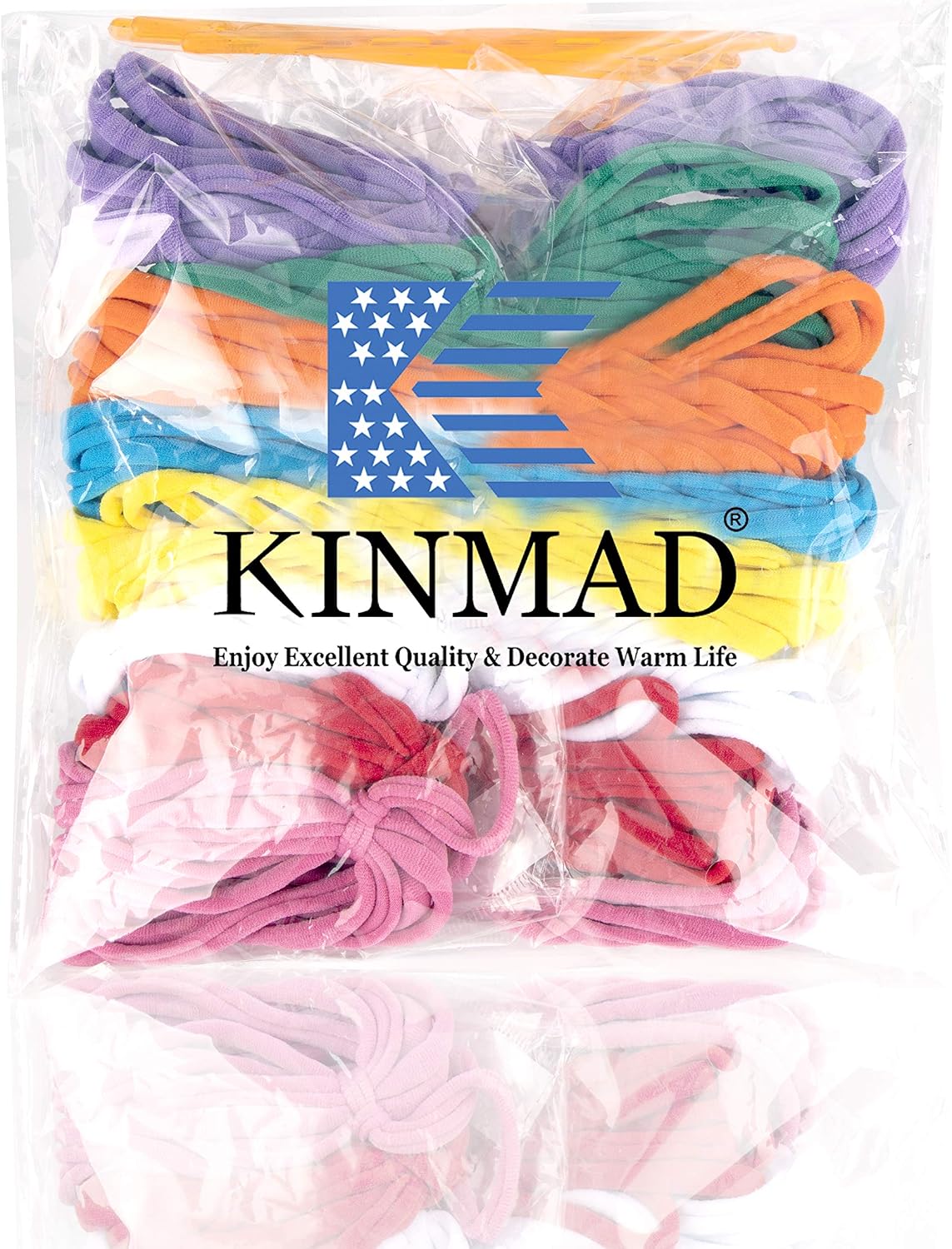 KINMAD 192 Pieces Multicolor Loom Potholder Cotton Loops 7 Inches Elastic Weaving Craft Loom Loops Refill with Crochet Hook for DIY Crafts Supplies, 10 Colors