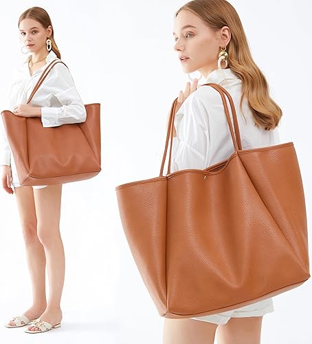 Miniatura 2 de Bolso de cuero vegano de gran tamaño para mujer bolso de fin de semana bolso de viaje Negro, Marrón, Ivory, Color piel (nude)