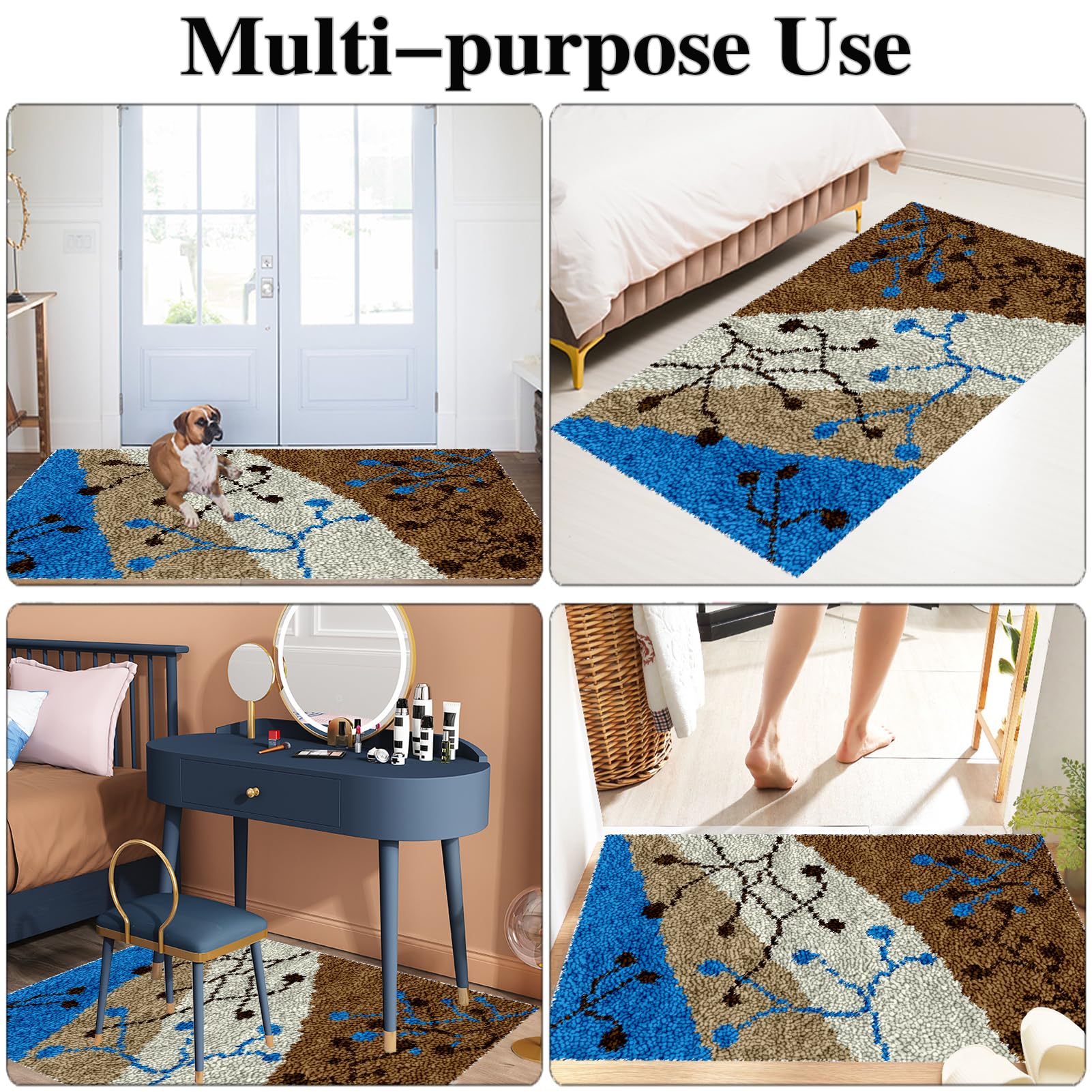 Kit de Gancho de Pestillo para Adultos, Kit de Alfombra de Gancho de Pestillo, kit de Fabricación de Alfombras para el Hogar, kits de Bordado de Punto de Cruz, Alfombra Latch Hook Kit 55 x 75 cm