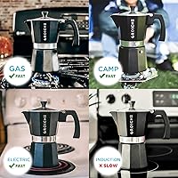 Vista 7 de GROSCHE Milano - Cafetera Moka para estufa, olla de expreso para 3 tazas de café, 5 oz, color negro - Cafetera cubana para estufa, cafetera Moka