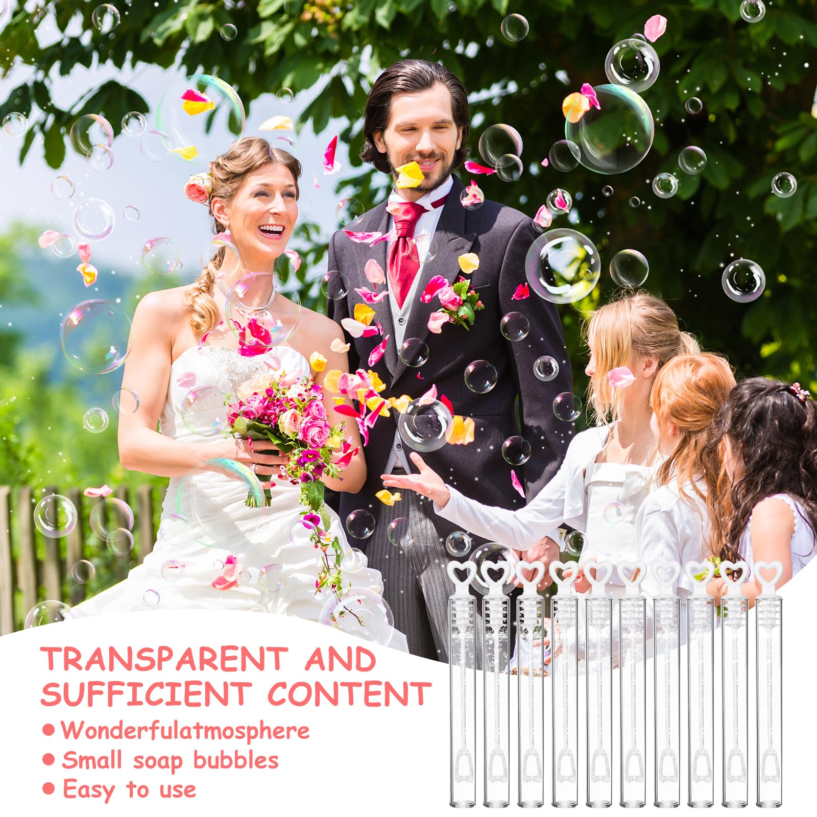 60 Bolle Di Sapone Per Matrimonio Con Manico A Cuore, Mini Flaconi Bianchi, Ideali Per Bomboniere E Feste - 3