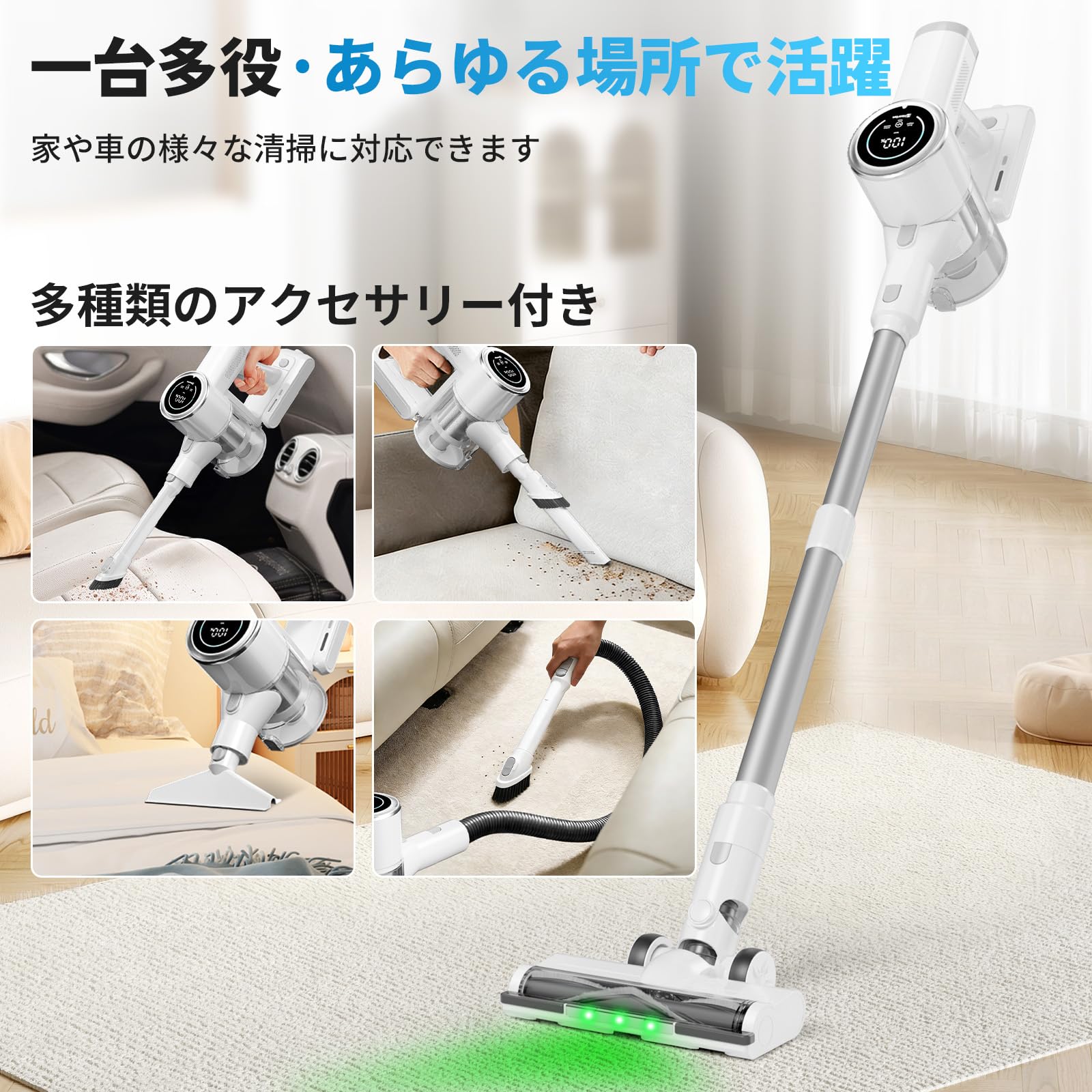 Amazon | Hearten 掃除機 コードレス 【90KPaの超強力吸引力、400W
