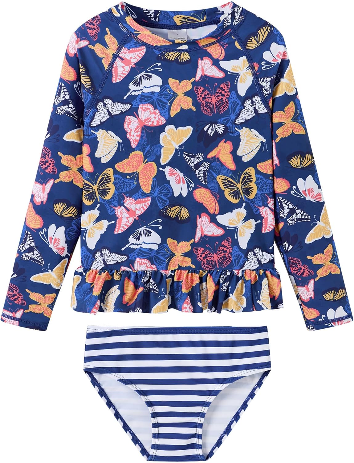 Girls Long Sleeve Rash Guard 2-Piece Swimsuit Set Bathing Suits UPF 50+ Sun Protection 3-8 Years