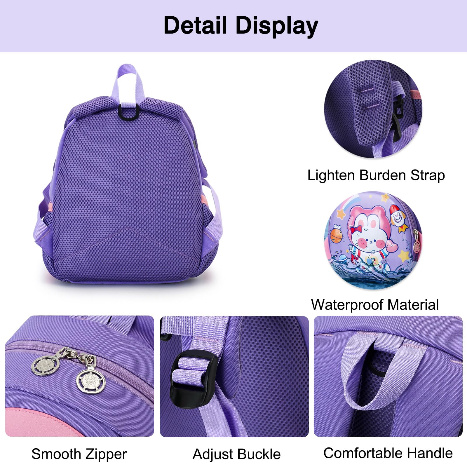 FANDARE Mochilas Infantiles Ultraligero Mochilas Escolares con Arnés Anti-Perdido Mochilas Infantil Mochilas Tipo Casual Niñas para Estudiante Guardería Preescolar Primaria Mochila Azul Claro