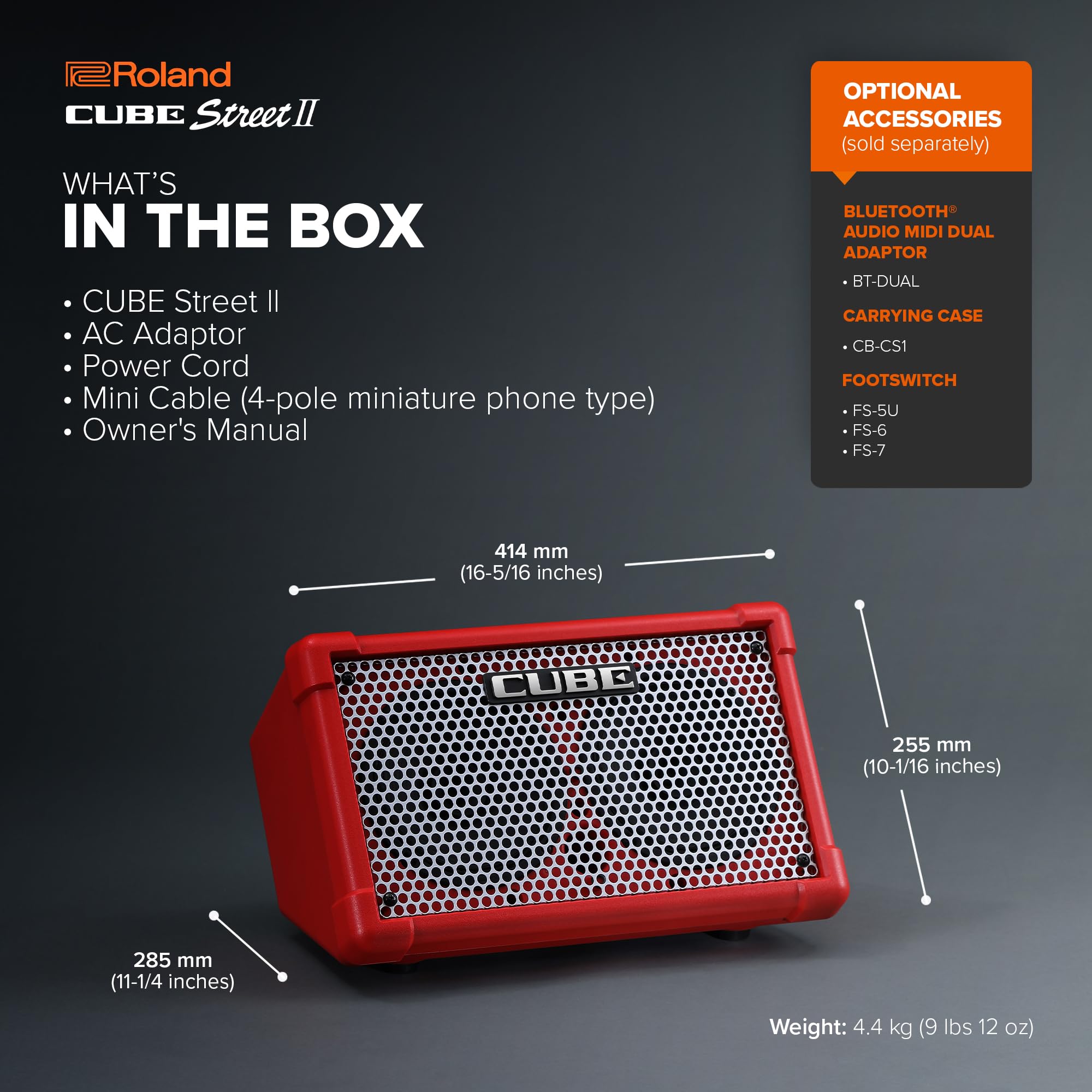 ROLAND - Cube Street 赤 Roland CUBE Street Red Battery-Powered Stereo Amplifier [CUBE-ST