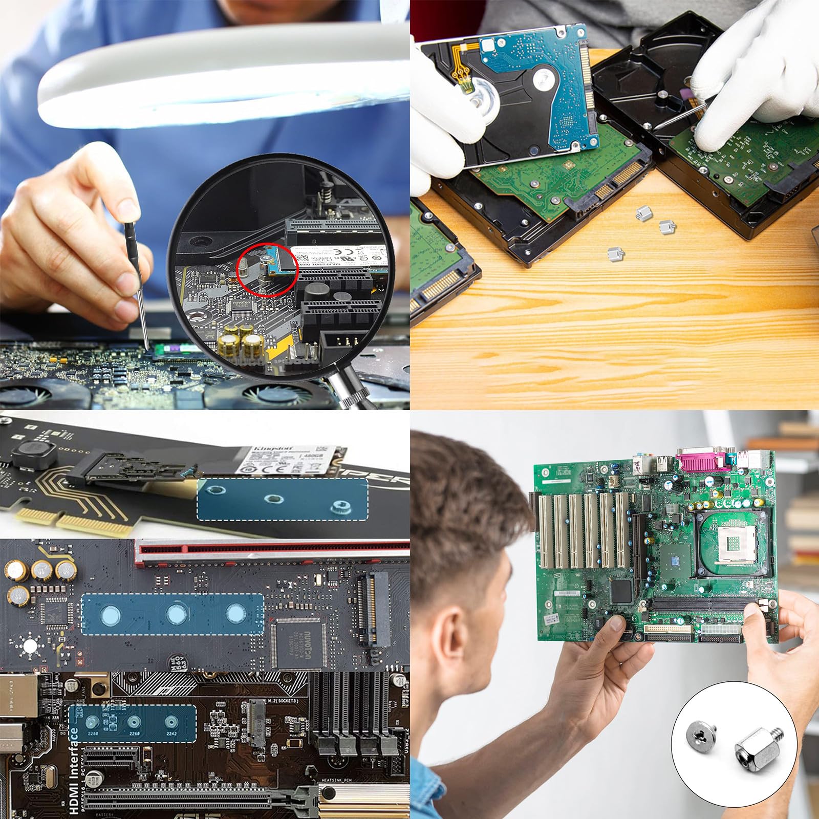 Rakiuty Juego de 4 Tornillos M.2 SSD para Montaje, Kit de Montaje para SSD M.2 NVMe, M.2 SSD NVMe Tornillos PC