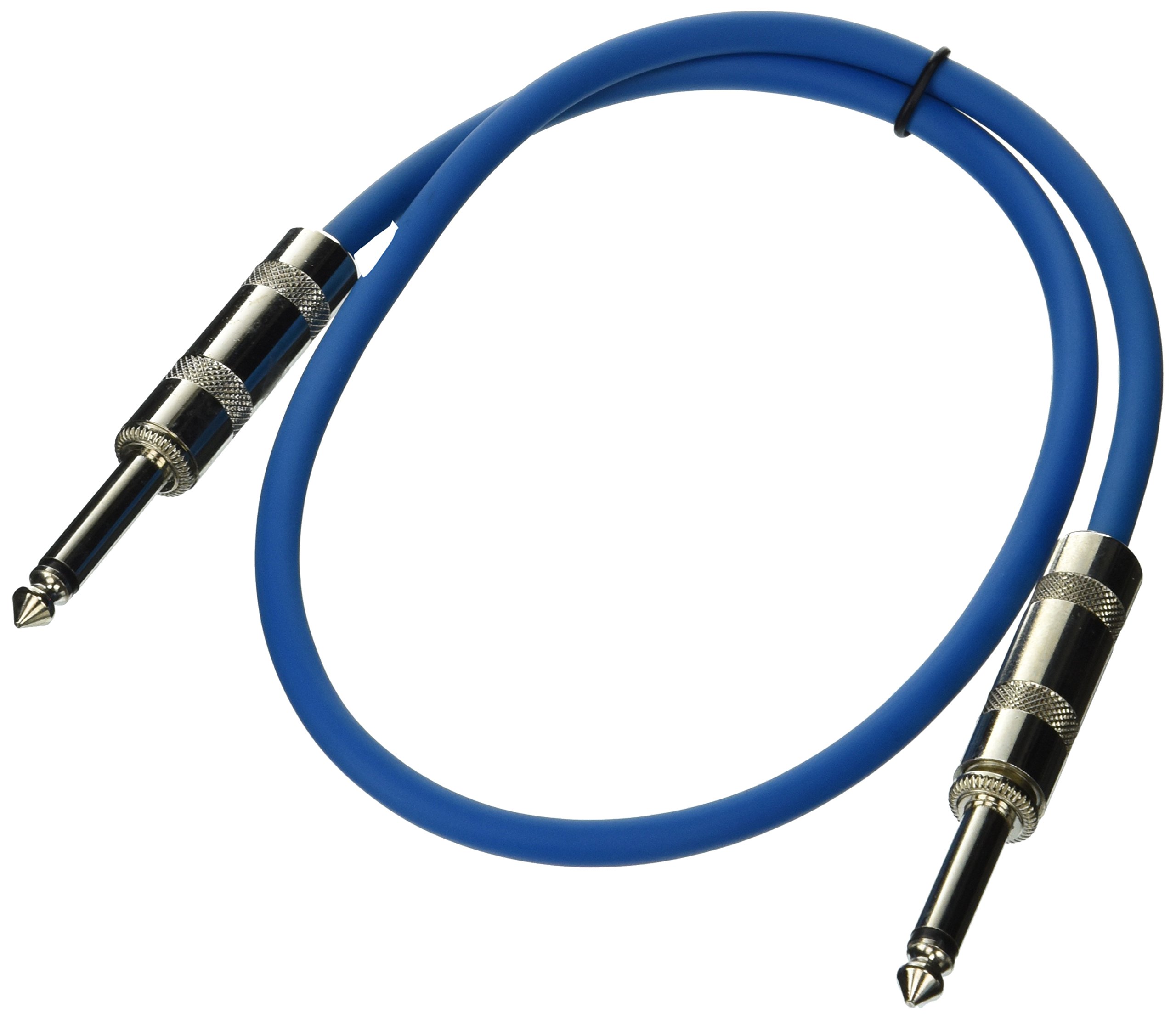 Seismic Audio SASTSX-2Blue-6PK - Cable de conexión para guitarra, instrumento o cable de conexión, 2 pies TS de 1/4 pulgadas, azul