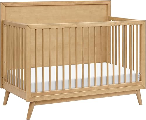Babyletto Palma 4 en 1 Cuna convertible en blanco cálido con nogal natural certificado Greenguard Gold