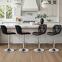 Vista 2 de Yaheetech Bar Stools Set of 4, Adjustable PU Leather Swivel Barstools, Modern Counter Stools with Back and Footrest, Counter Height Barstools for
