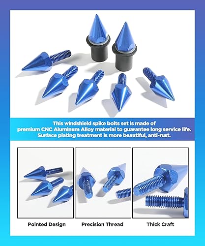 Miniatura 4 de Pernos de parabrisas de viento, pernos de carenado de motocicleta anodizado de aluminio, kit de tuercas para parabrisas de motocicleta, pernos de