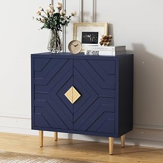 HLR 48" Sideboard Buffet Cabinet with 2 Embossed Doors & Shelves - Modern Accent Storage for Living Room, Kitchen, Dining