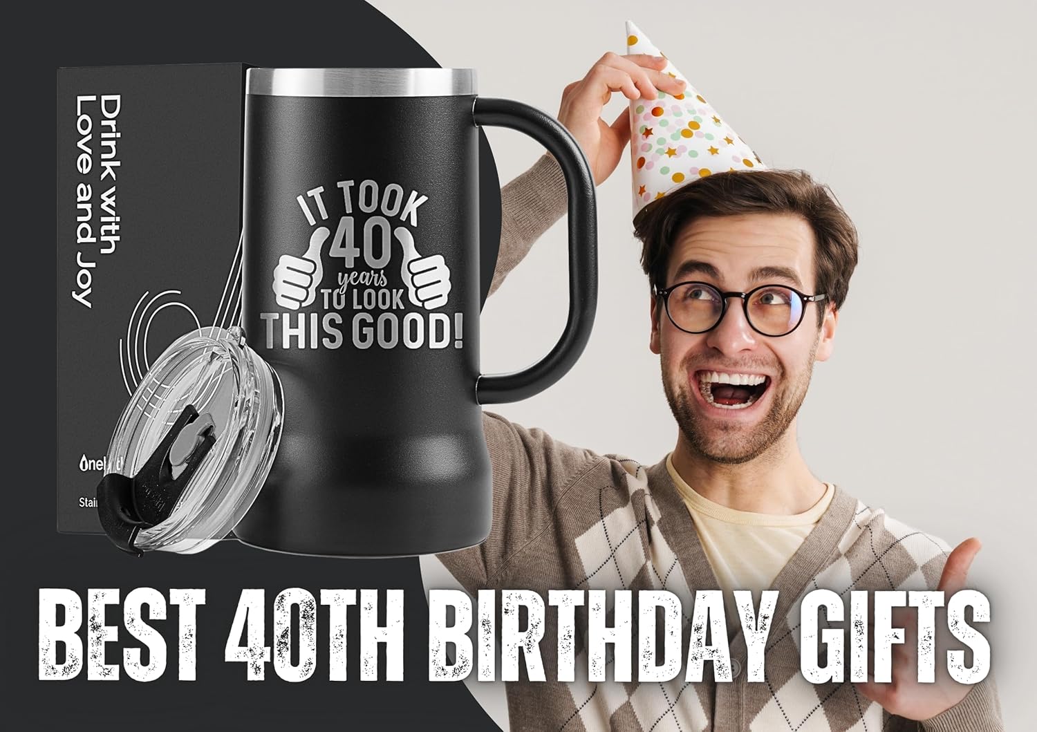 Onebttl 40th Birthday Gifts for Men, Birthday Gifts for Man, 24oz Stainless Steel Beer Stein, Look Good - Image 2