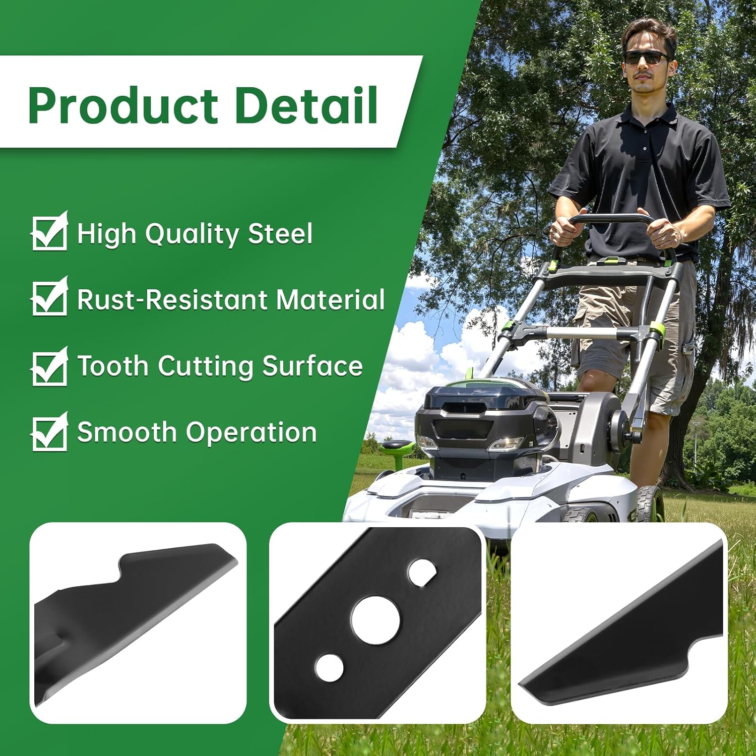 AB2100 Lawn Mower Blade Replacement for 21'' Deck Compatible with E GO Power+ 56V Models LM2100 LM2101 LM2100SP LM2102SP LM2142SP, 3-in-1 Mulching Bagging Side Discharge Steel Blade, 2 Pack