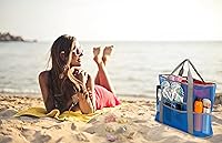 Vista 2 de Mesh Beach Bag, Extra Large Beach Bags with 9 Pockets & Zipper Waterproof Lightweight Beach Tote for BeachPool Trip