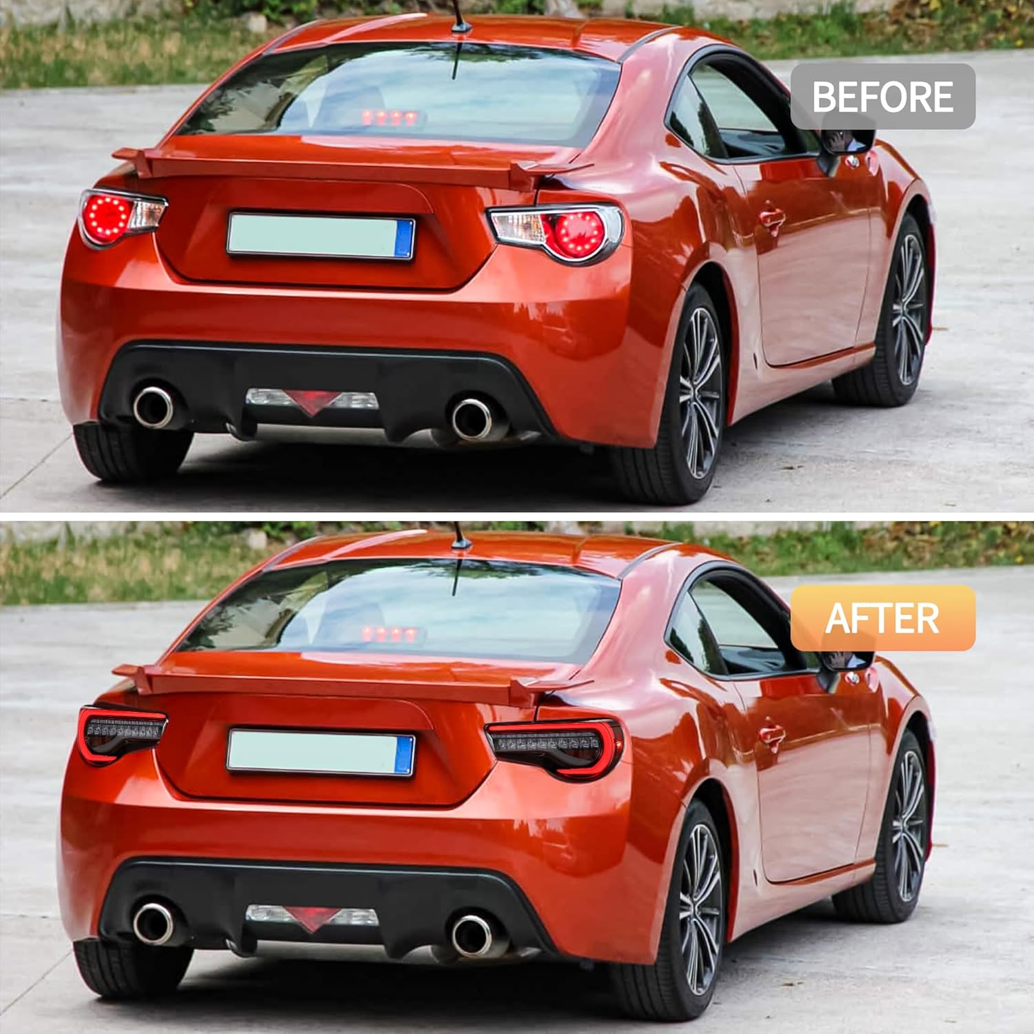 VLAND Tail Lights Compatible with Toyota 86 2012-2020 & Subaru BRZ 2013-2020/ Scion FRS 2013-2016, Rear Lights Assembly with Sequential Turn Signal, 1 Pair (Red)