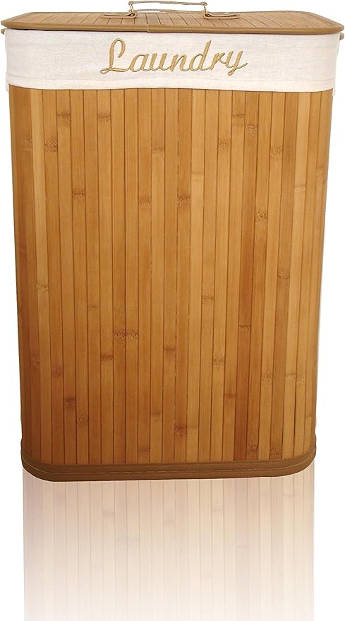 Amazon.com: Home Basics Bamboo Hamper, Rectangle, Natural : Home & Kitchen