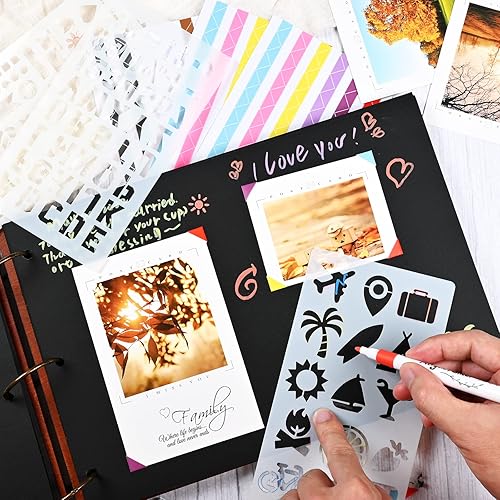 Miniatura 7 de Giiffu Álbum de recortes de madera para bricolaje, 100 páginas, libro de invitados, recargable, libro de recortes, libros de recuerdos para bodas,