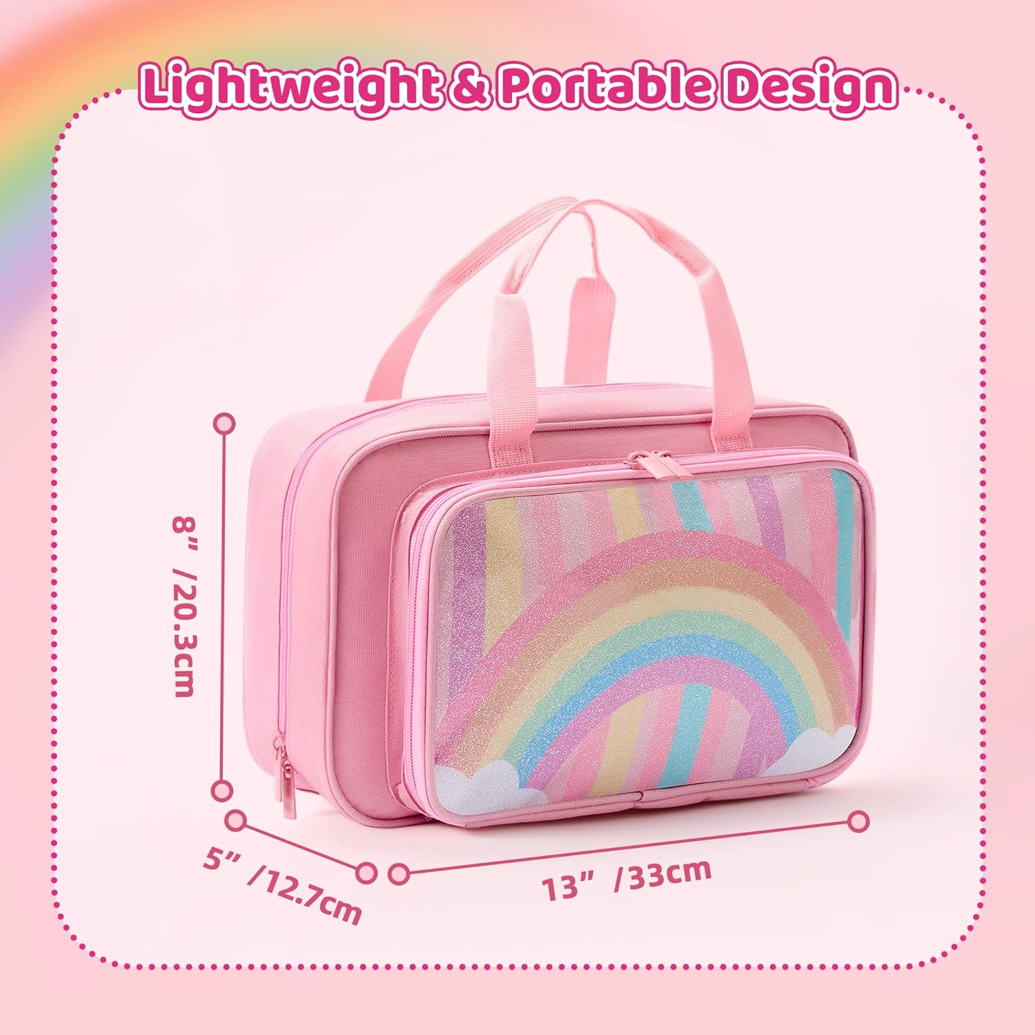 Carrying Case Compatible with Barbie Dolls 12-Inch, Storage Organizer Holder with Handle for up to 6 Dolls, Multiple Pockets for Clothes & Accessories,Travel Portable Storage Bag,Pink