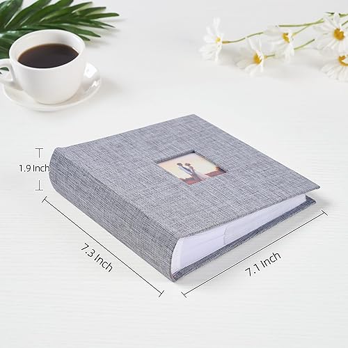 Miniatura 2 de Mublalbum Álbum de fotos de 4 x 6 pulgadas, 100 fotos, cubierta de lino con áreas de notas, libro de fotos, capacidad para 100 fotos verticales para