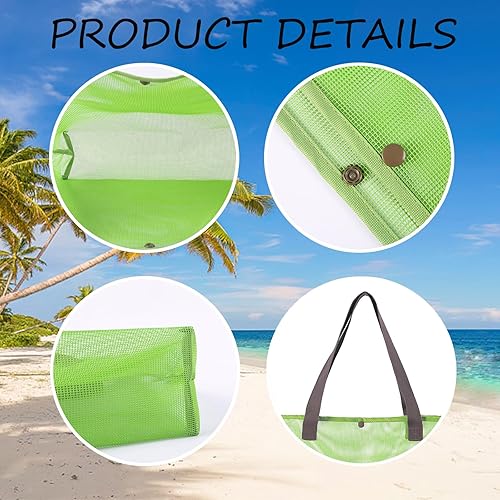 Miniatura 2 de Paquete de 2 bolsas grandes y ligeras de malla simple con botón a presión, reutilizable, bolsa de piscina para viajes al aire libre, compras,