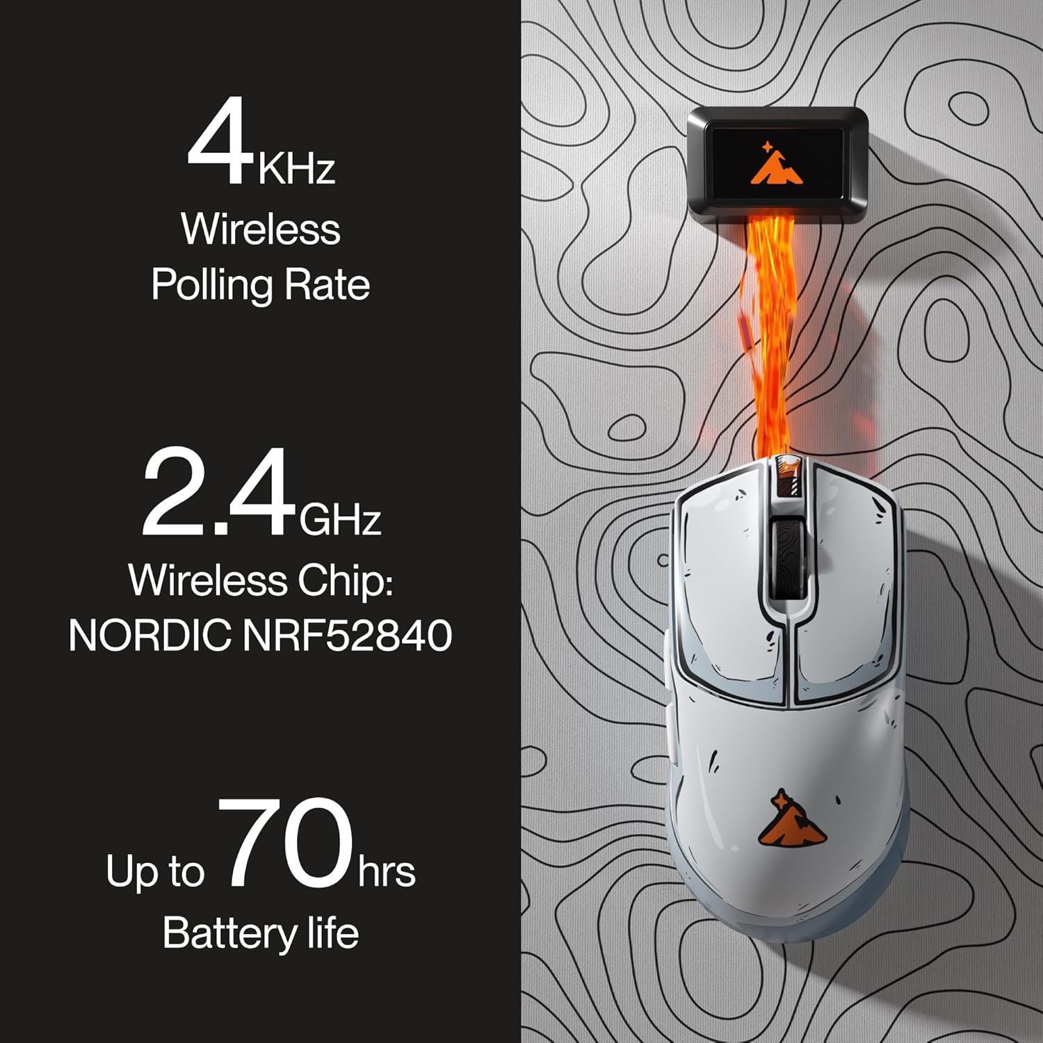 Higround Yuma Wireless Mouse - CELSHADE, Lightweight Gaming Mice, PIXART 3395 Sensor, 26K DPI, 650 IPS, 50G Acceleration, Up to 70 Hours Battery Life, 4KHz Wireless Polling Rate with Motion Sync