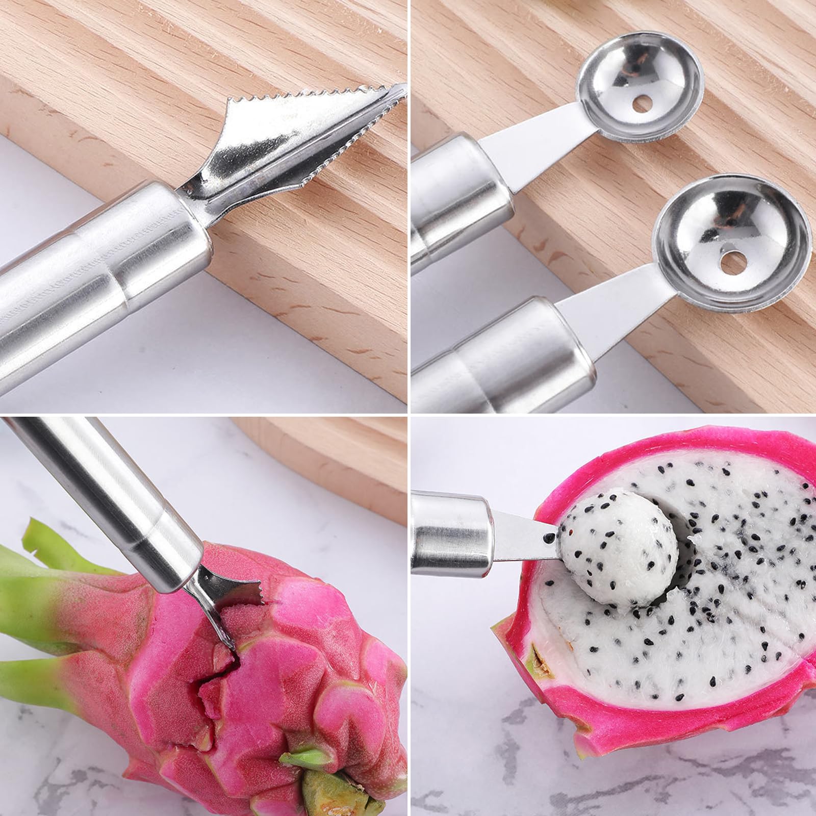 Fruit Carving Tools Set of 10 - Stainless Steel Vegetable Carving Knife, Melon Baller Scoop, Cutter Shapes Mold, DIY Knives for Home Kitchen — Amazon image 4
