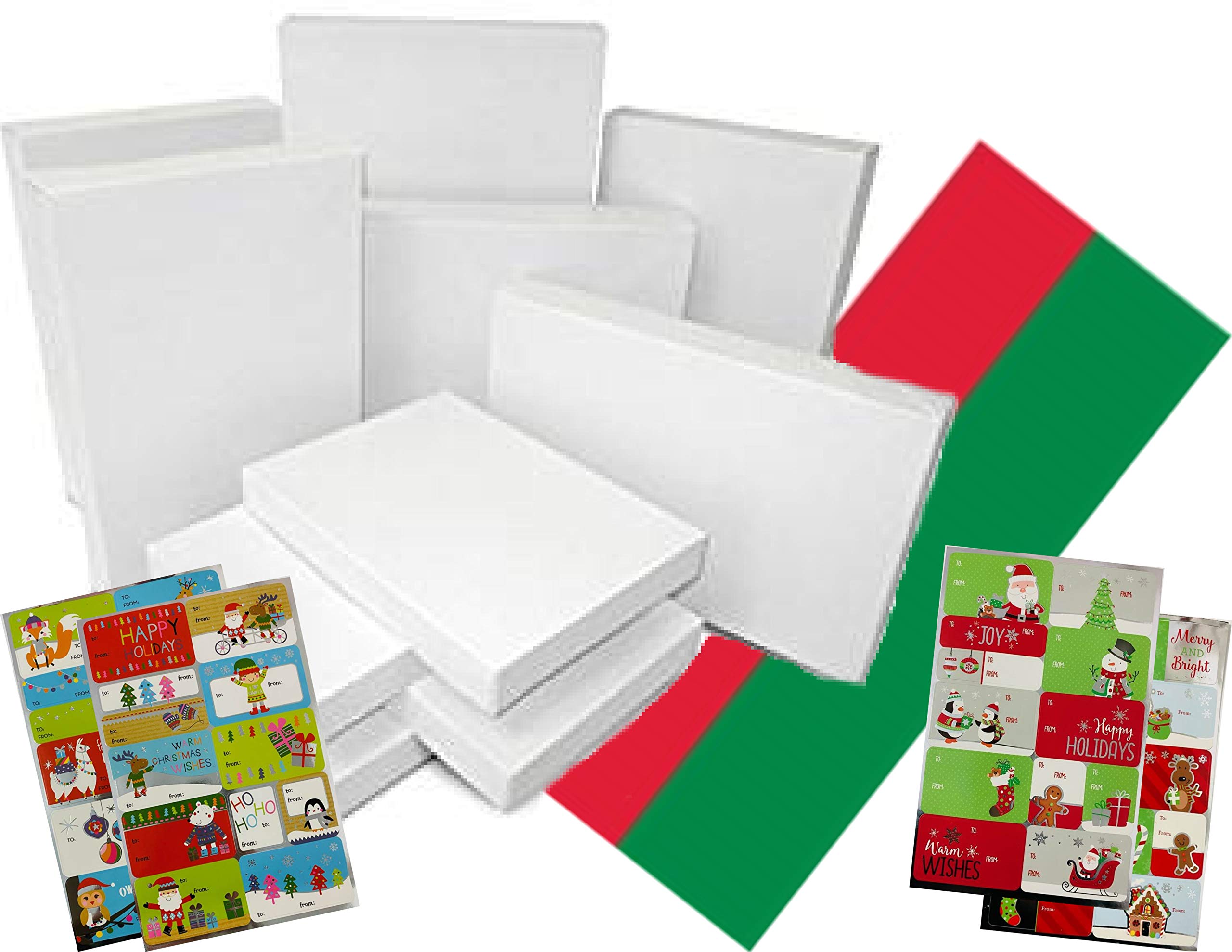 BlackLabel Direct White Shirt Boxes for Gifts/Clothing Bundle - 16 Total With Lids - Includes Tissue Paper and Christmas Gift Tags