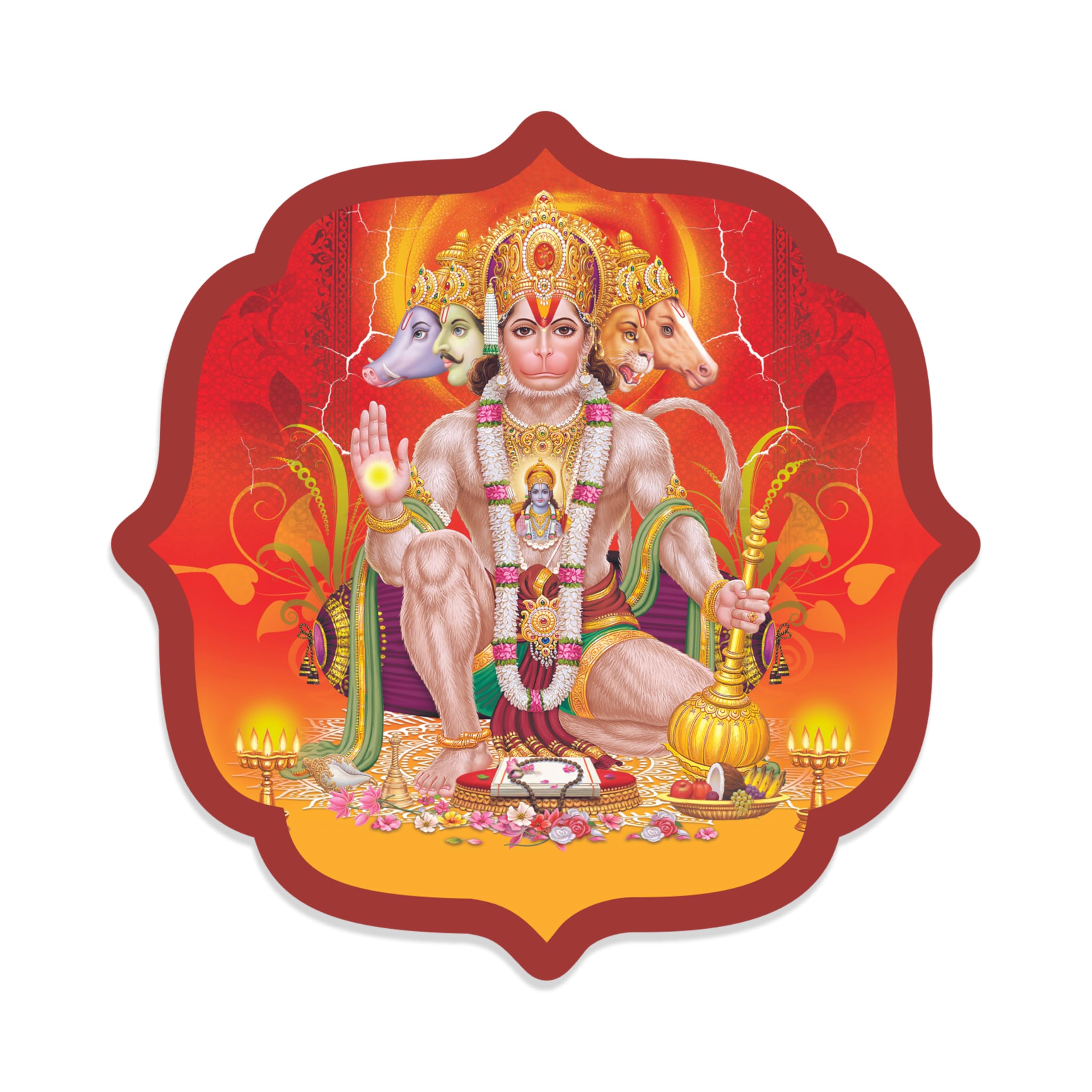 Acrylic Panchmukhi Hanuman for Door Entrance | Hanuman Ji Sticker As Per Vastu | Best for Home Decor, Office, Door Entrance Decor (Self Adhesive 10 x 10 cm) (Design 3)-image-49