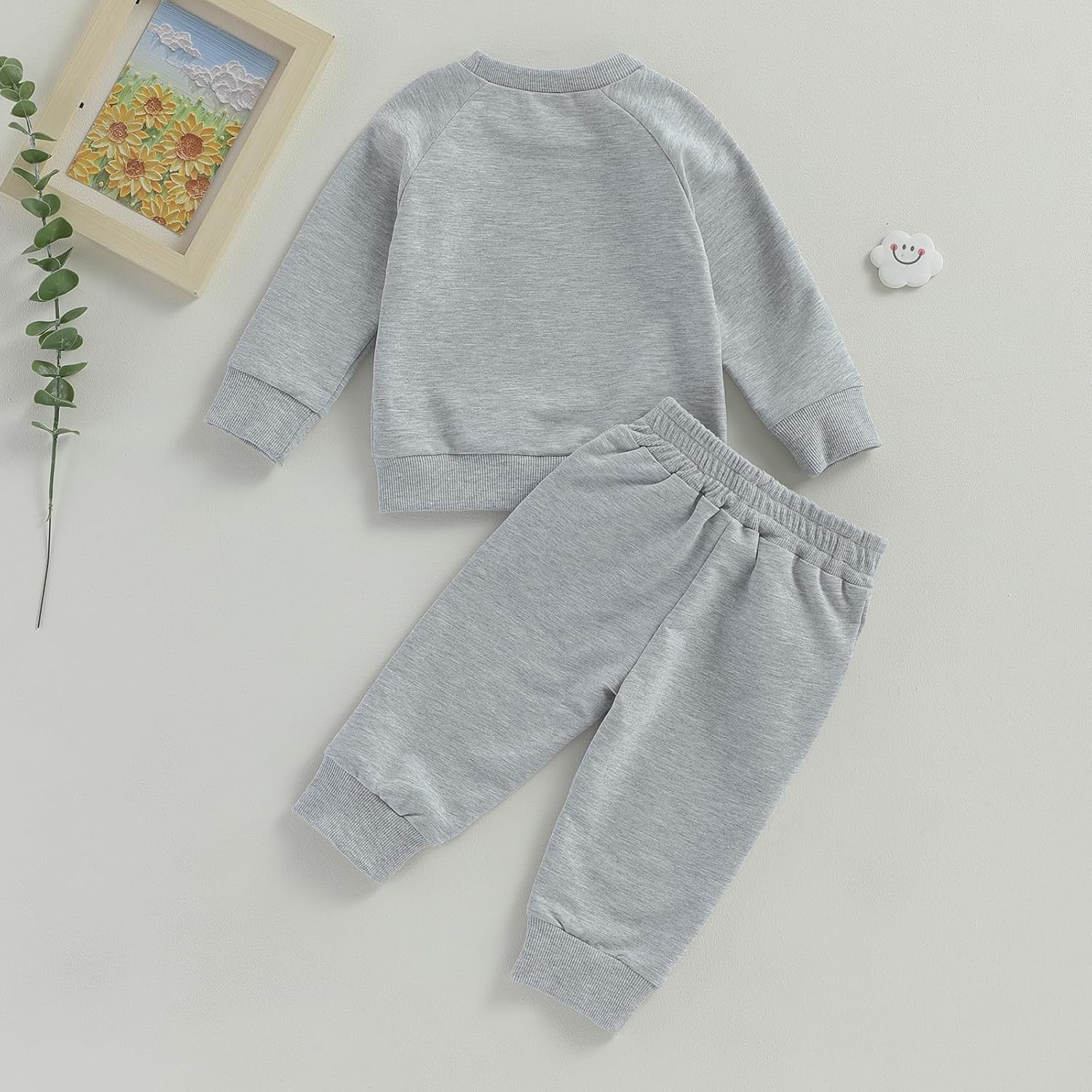 Thorn Tree Toddler Baby Boys Fall Outfits Long Sleeve Pull On Sweatshirt Elastic Waist Pants 2Pcs Solid Clothes Set - Image 7