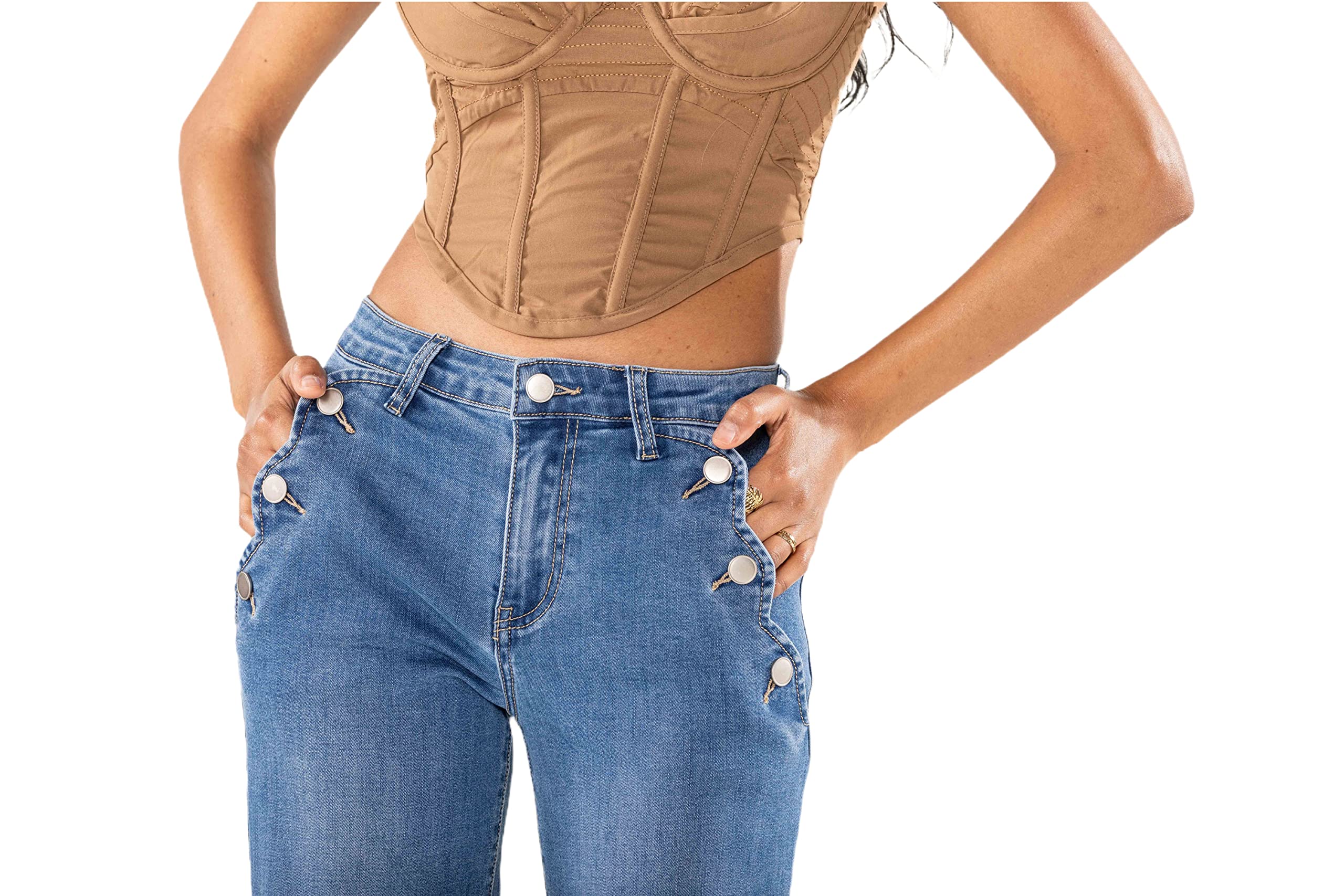 Nina Carter P195 Jean évasé Bootcut taille haute pour femme