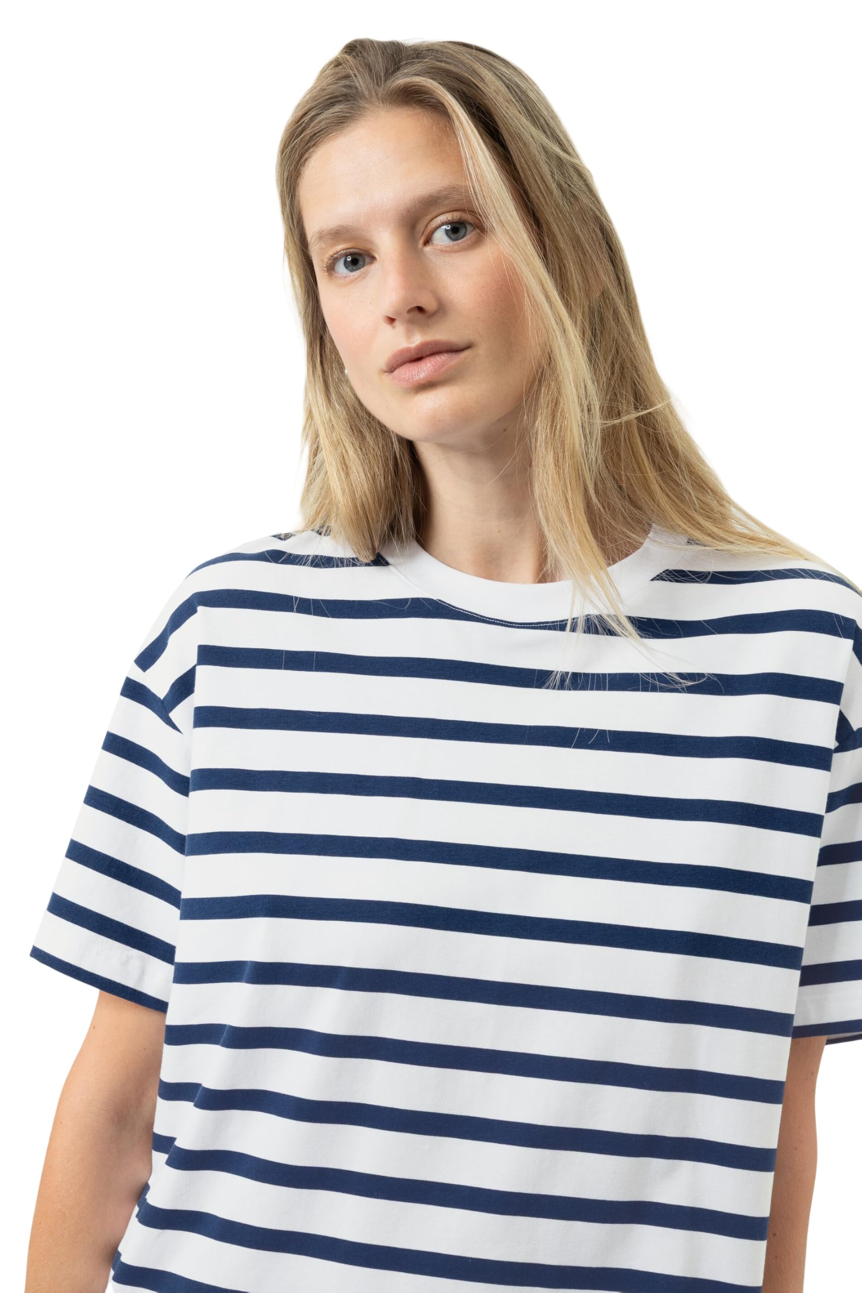 Mey Damen T-Shirt: Modernes Shirt, Gestreiftes Design, Gerader Schnitt, Kurzarm, Überschnittene Schulter, Serie Breezy Stripes