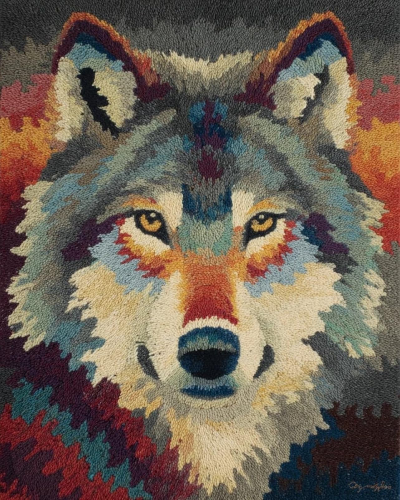 Wallphantom Latch Hook Kits for Adults Rug,Wolf